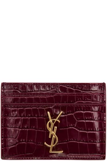 burgundy ysl card holder|YSL card holders.